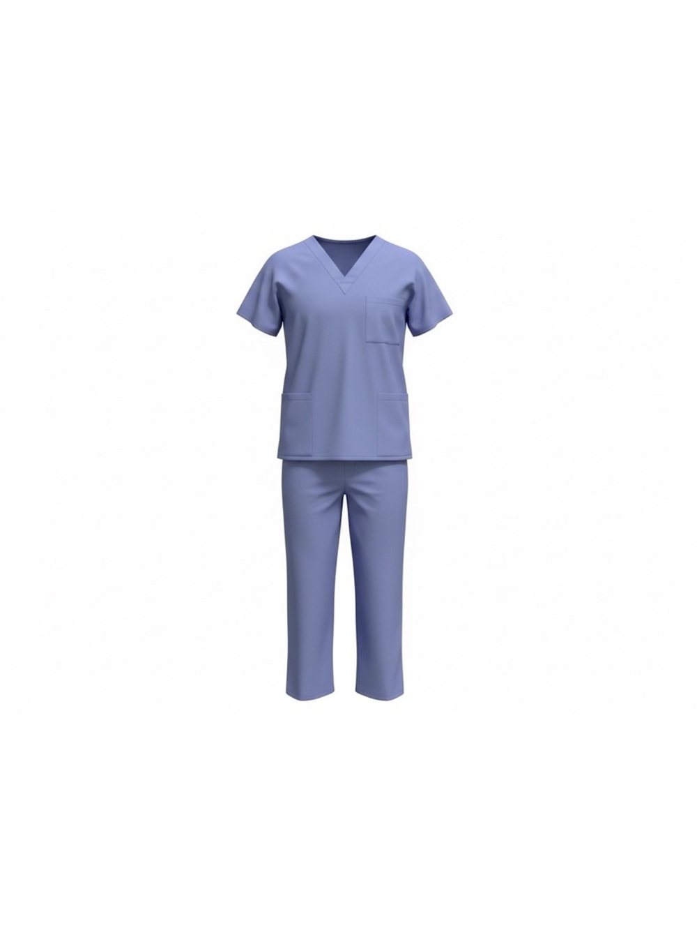Unisex Medical Scrubs Set with V-Neck Top and Elastic Waist Pants in Light Blue
